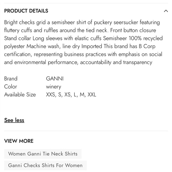 Ganni Red & Black Check Seersucker Tie Neck Shirt ♥️ - Picture 7 of 15